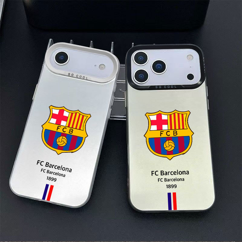 Football Club Iphone17 Mobile Phone Case Suitable for Apple 16Promax13 European and American 15 Creative 14 Color Silver Case