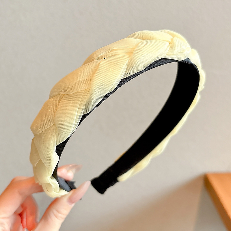 Diadema superior de cráneo alto para mujer 2025 nuevo estilo francés pequeño fragancia horquilla tocado temperamento ancho ancho diadema de presión lateral