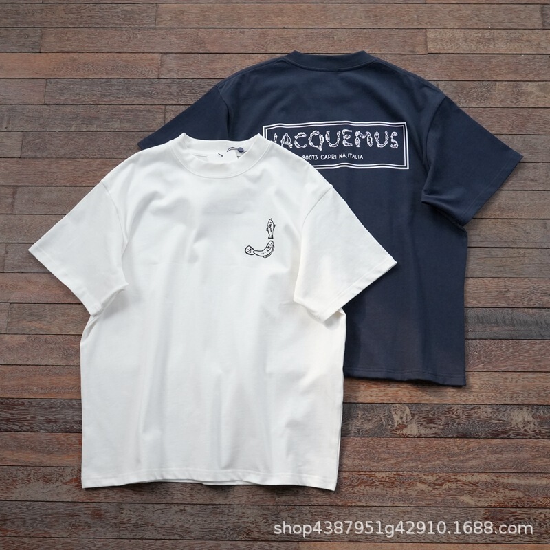 Trendy Clothing Wholesale Jac Resort Style Capri Island Fish Letter Print Heavyweight Short-Sleeve T-Shirt Unisex Original Label Trendy Clothing Wholesale Jac Resort Style Capri Island Fish Letter Print Heavyweight Short-Sleeve T-Shirt Unisex Original Label