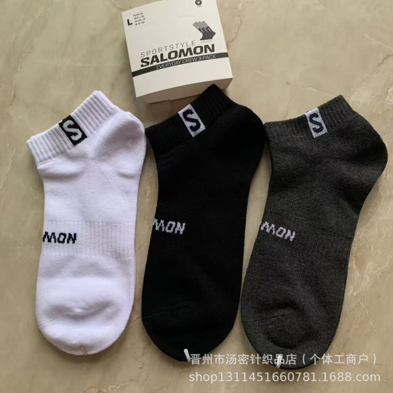 Salomon Salomon Outdoor Socks Sports Low and Medium Socks Simple Black and White Gray Casual Sports Socks One Piece