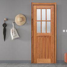 松木实木套装门单扇平开玻璃木门家装室内门厨房门民宿木门