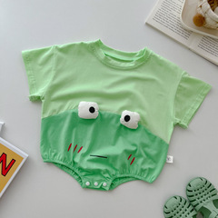 Summer New Baby Clothes Trendy Frog Cotton Triangle Pajama Set Comfortable Loose Cartoon Style Crawling Suit
