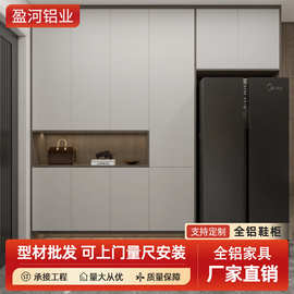 现代简约定做家用入户靠墙大容量肤感系列收纳储物一体铝合金鞋柜