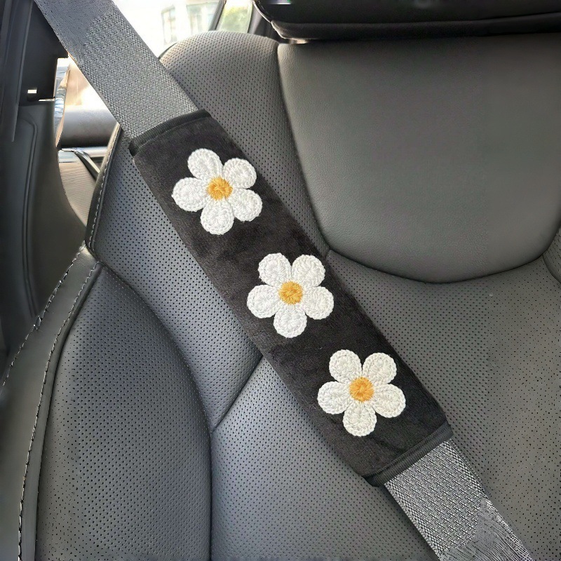 Car Seat Belt Shoulder Cover Flower Car Soft Anti-Strangle Protective Cover Lady Goddess Car Interior Decoration