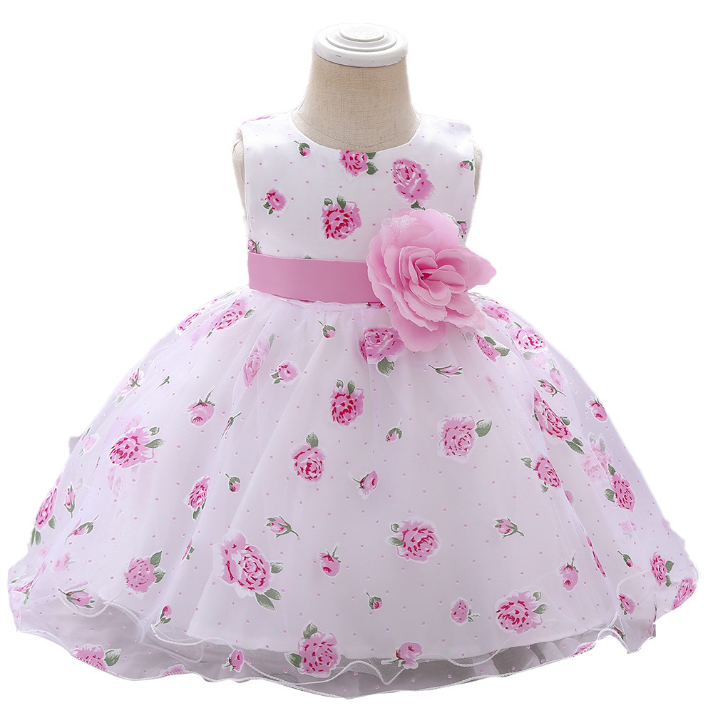 AliExpress Europa y América Nuevas niñas vestido infantil impreso hilados esponjosos vestido de princesa de un año de edad del bebé vestido de cumpleaños image 6