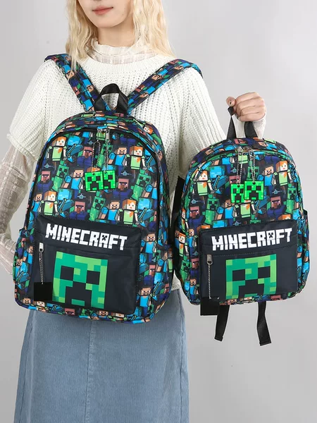 Minecraft Backpack Large Capacity Student School Bag Large and Small Boys Cartoon Backpack High-Looking Backpack