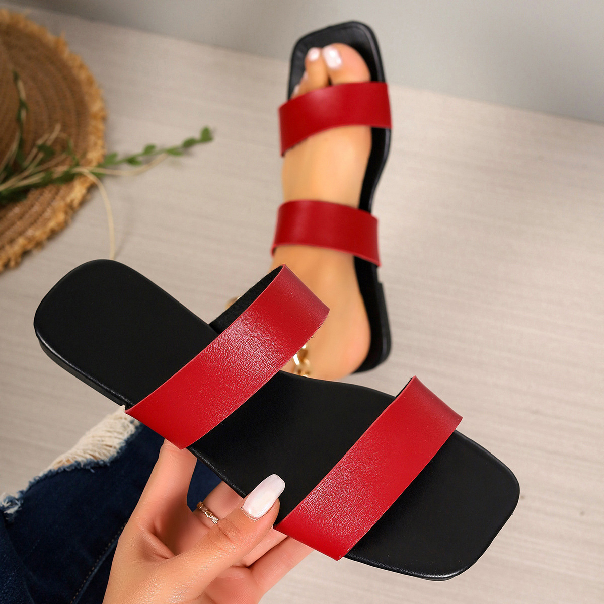 Women's Vacation Solid Color Open Toe Slides Slippers display picture 6