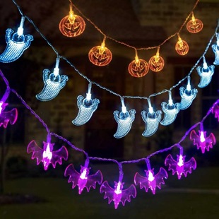 Cross-Border LED string lights Halloween room decoration lights LED bat pumpkin ghost three-piece string lights decoration lights