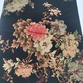 牡丹花开富贵服装印花面料旗袍连衣裙衬衫中国风复古花卉印花面料