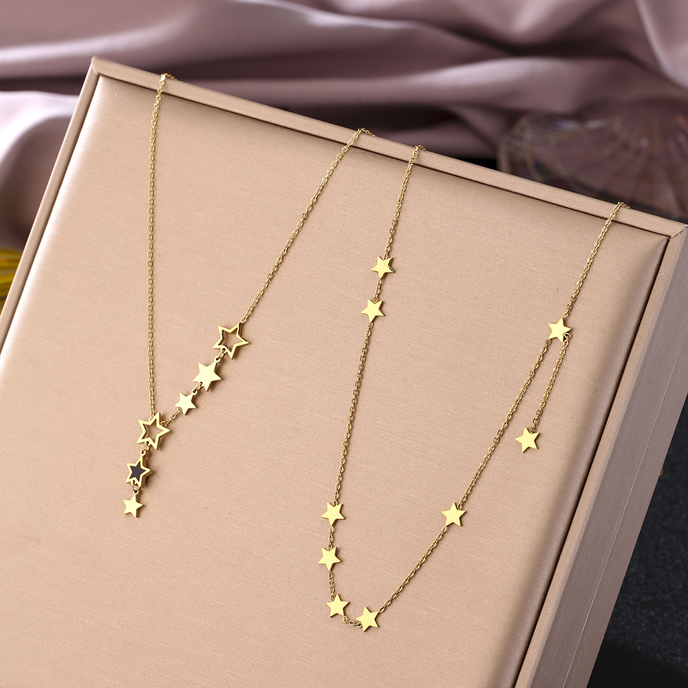 1 Piece Quantity Daily Occasion Water Plating 18K Gold Plated Real Gold Plated Star Titanium Steel IG Style Simple Style Waterproof Non Tarnish 304 Stainless Steel Pendant Necklace