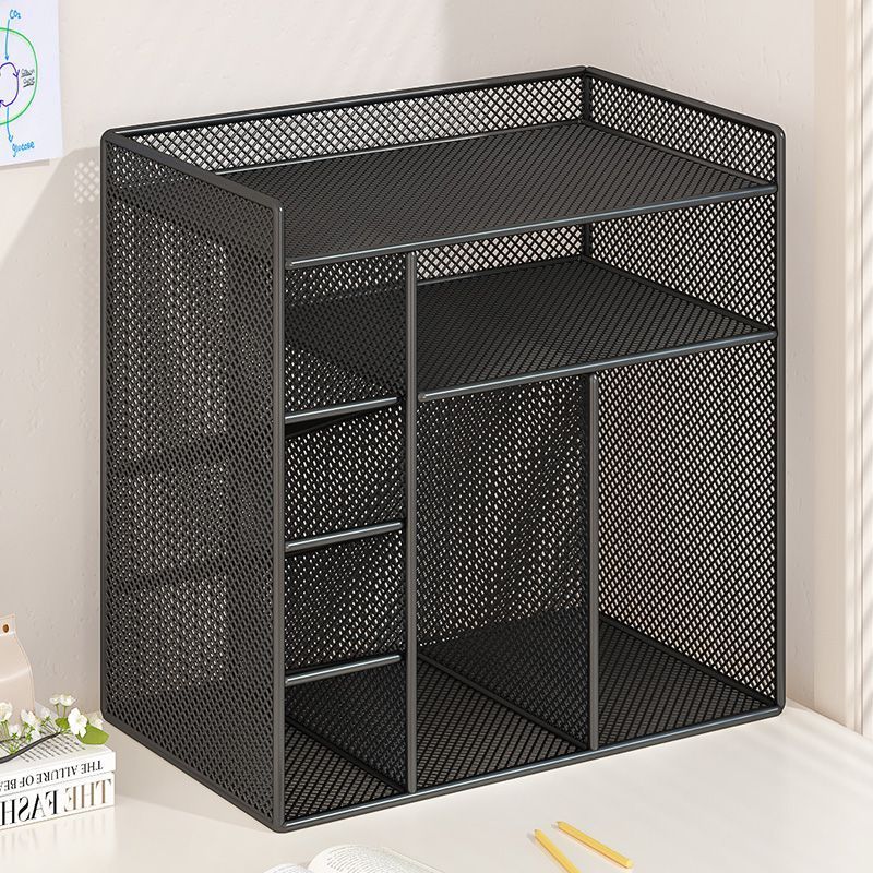 Modern Minimalist Double-Layer Metal Bookshelf, Wrought Iron Desktop Storage Rack, Multi-Purpose Floating Bookshelf Suitable for Desks and