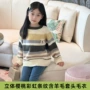 秋冬条纹女童套头毛衣