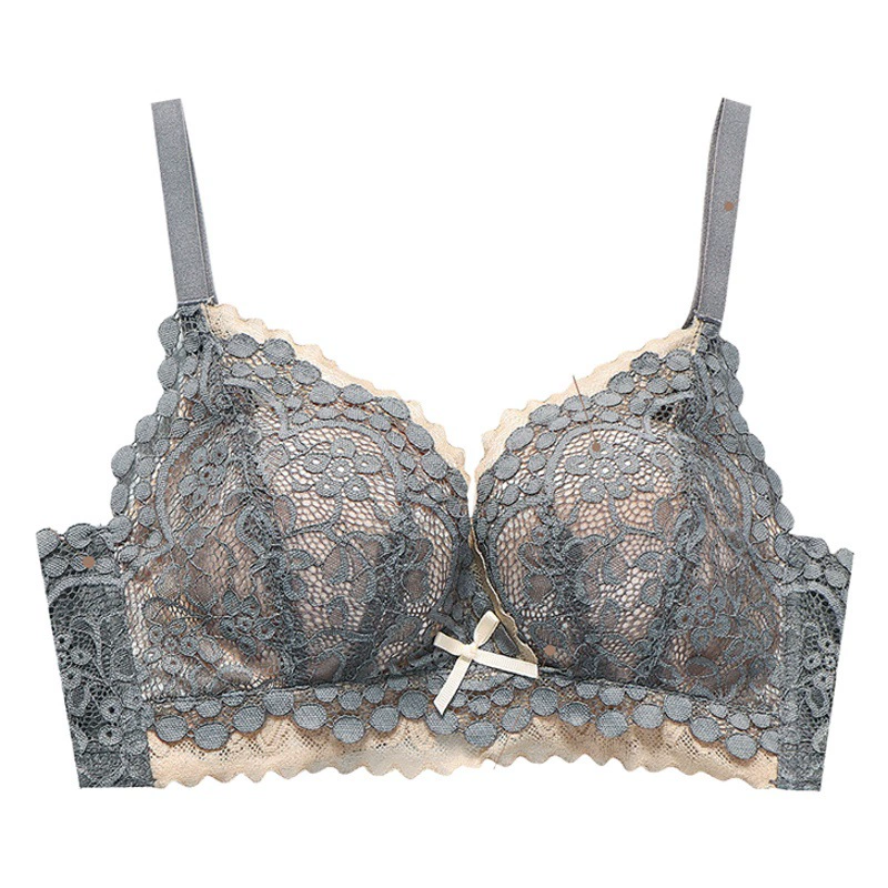 Популярный бюстгальтер Tmall в стиле ретро с кружевным цветочным узором, средней толщины, без косточек, с эффектом пуш-ап, подтягивает и поддерживает боковые части груди, удобный, цельный.