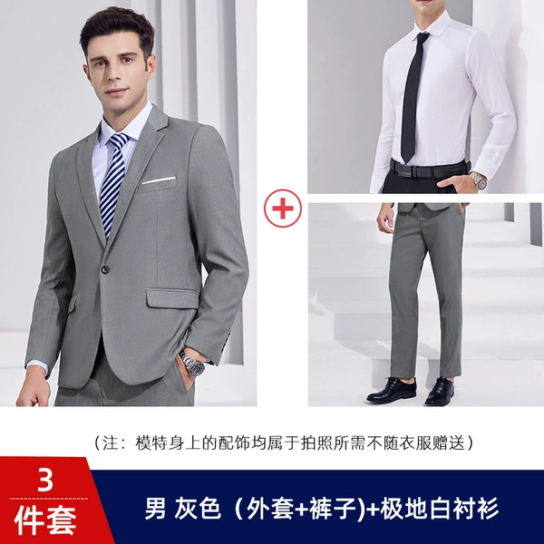 Male gray (jacket+pants)+polar white shirt