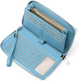 Women's wallet radio frequency recognition blocks the leather zipper around the wallet large capacity long wallet credit card clutch clutch
