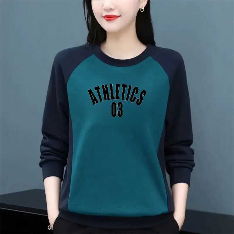 Clearance Tail List Big Brand Fashion Mom Middle-aged fleece-lined Thickened Round Neck Sweat Women's Printed Stitching Long Sleeve T Clearance Tail List Big Brand Fashion Mom Middle-aged fleece-lined Thickened Round Neck Sweat Women's Printed Stitching Long Sleeve T