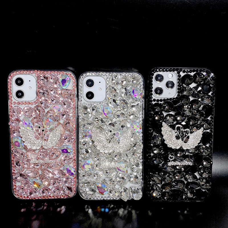 Apple 17/16Promax Mobile Phone Case Swan Iphone15 with Diamond Cover Suitable for Oppo Vivo Samsung Huawei Apple 17/16Promax Mobile Phone Case Swan Iphone15 with Diamond Cover Suitable for Oppo Vivo Samsung Huawei