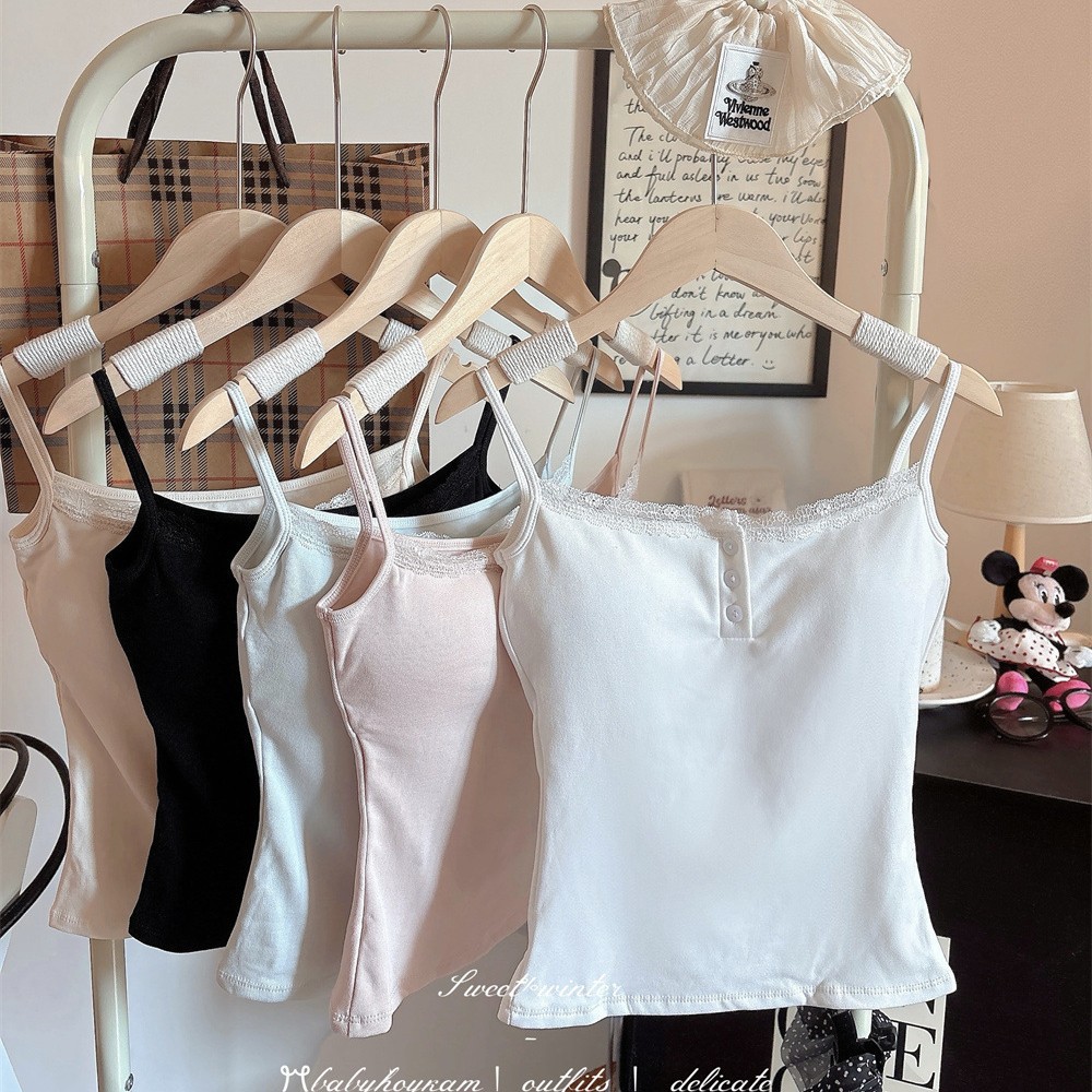 6150 # Lace Hot Girl Small Suspender Women's Inner Top Slimming Rayon Vest Breast Pad Removable Beautiful Back
