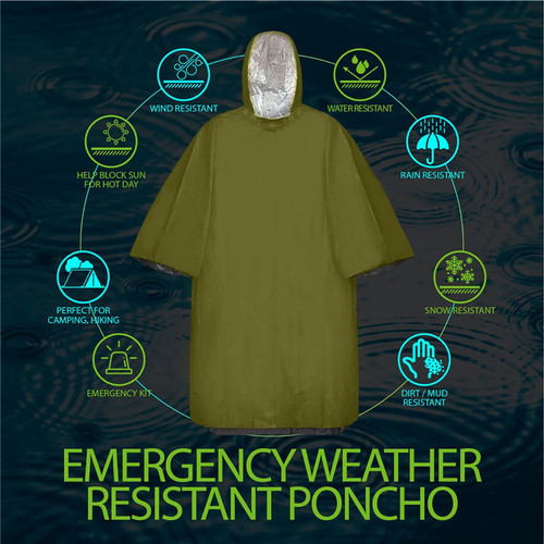 Outdoor camping portable emergency waterproof raincoat first aid rain jacket PE aluminum film warm blanket emergency windproof rainproof