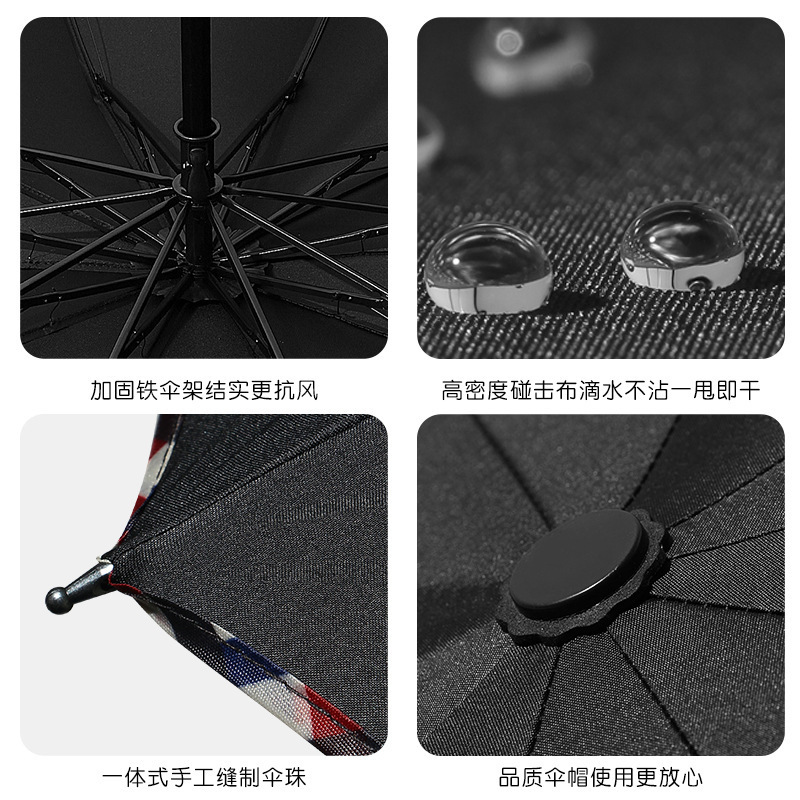 大型折りたたみ傘、厚手で大きめ、晴雨兼用、女性用UVカット日傘、黒色のUVカット加工|undefined