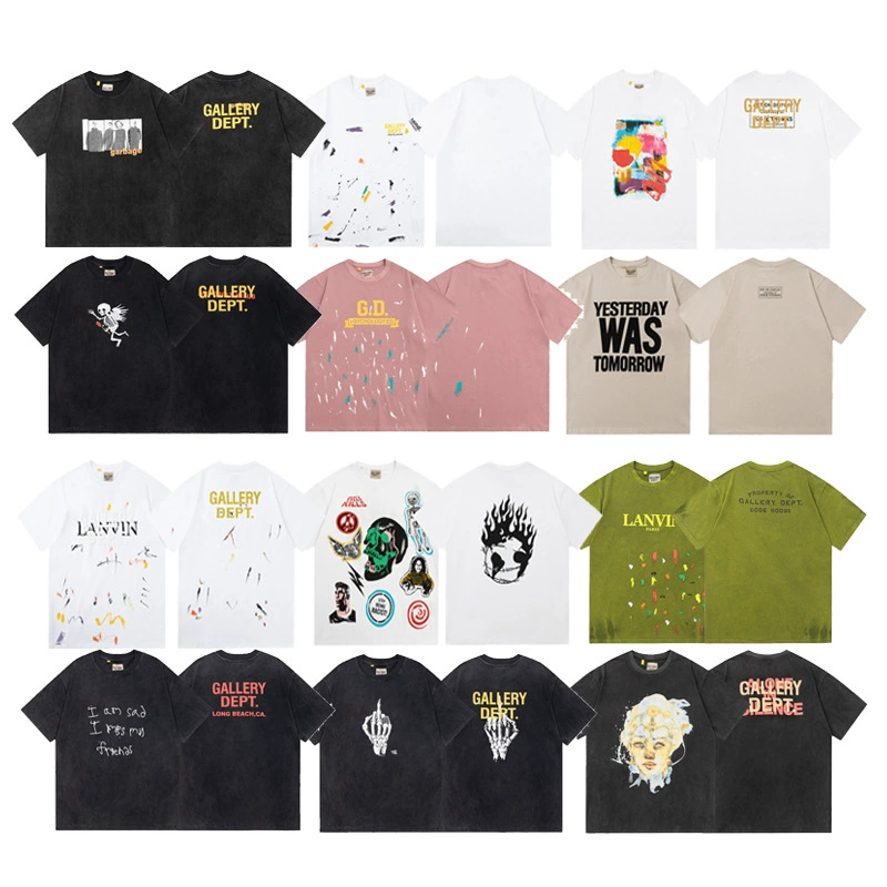 Правильный Gallery dept американский прилив с короткими рукавами VTG Летнее свободное ретро-старое платье футболка High Street