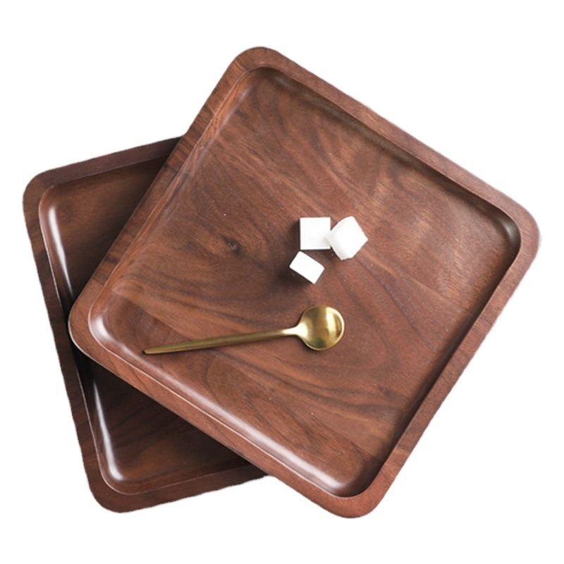 Té hirviendo bandeja de nogal negro bandeja de fruta de madera rectangular hogar chino de madera maciza Placa de té de fruta seca