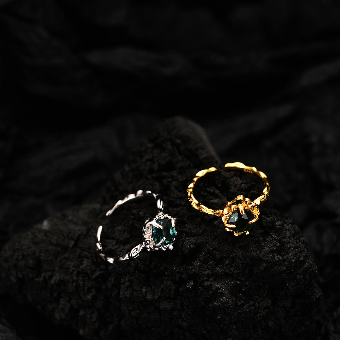 Simple Style Square Silver Plating Inlay Gem Open Ring 1 Piece