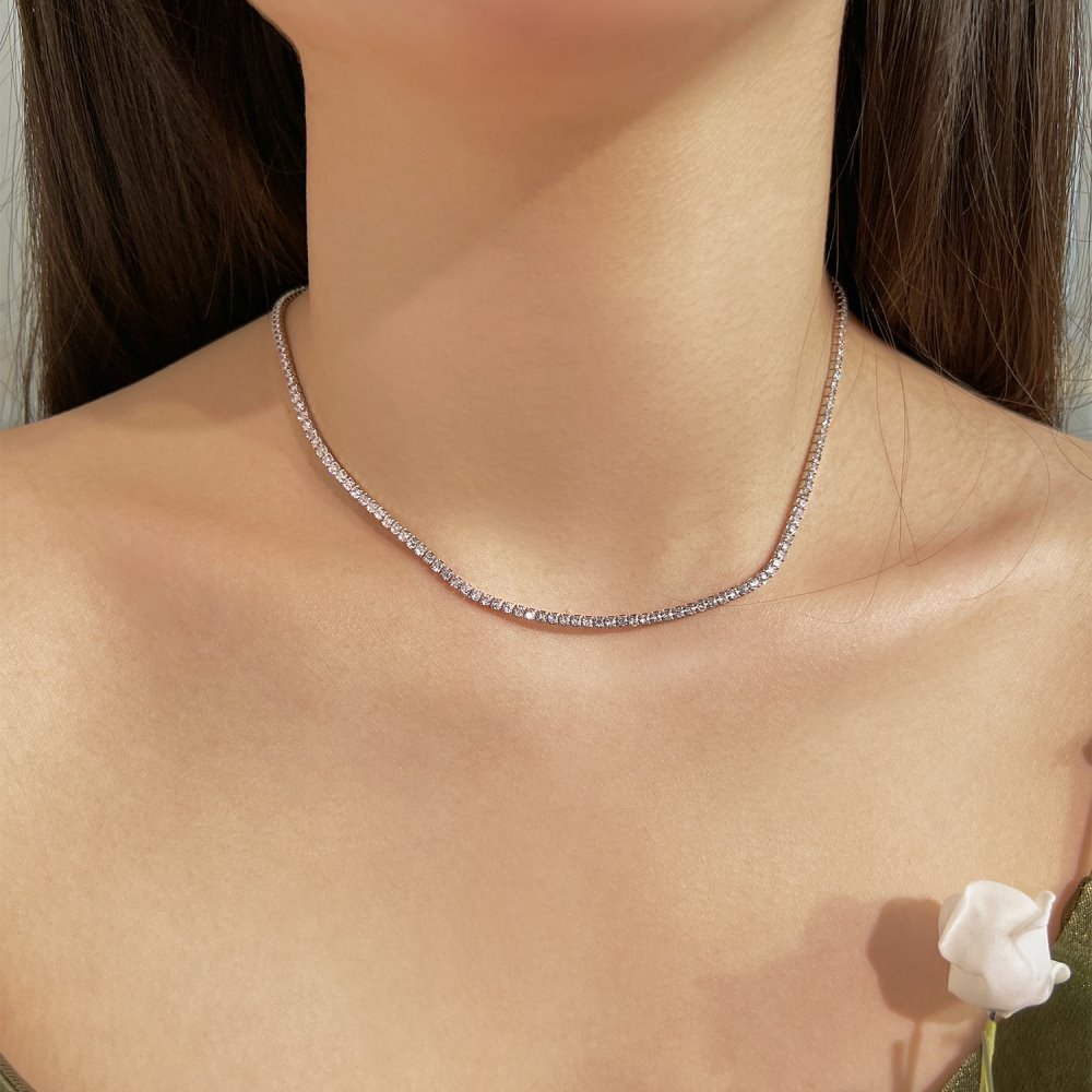Style Simple Couleur Unie Argent Sterling Incruster Zircon Collier 1 Pièce display picture 1