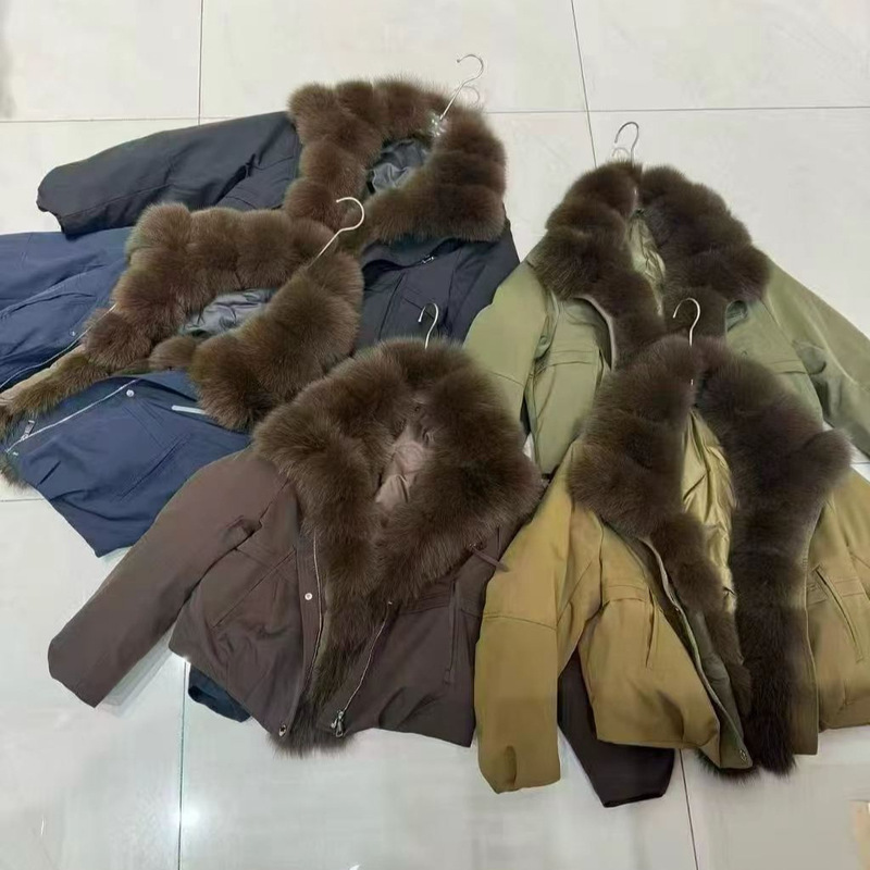 Popular down Jacket Winter New Style with Natural Real Fox Fur Collar, Fashionable Versatile Loose Warm Parka Coat for Women