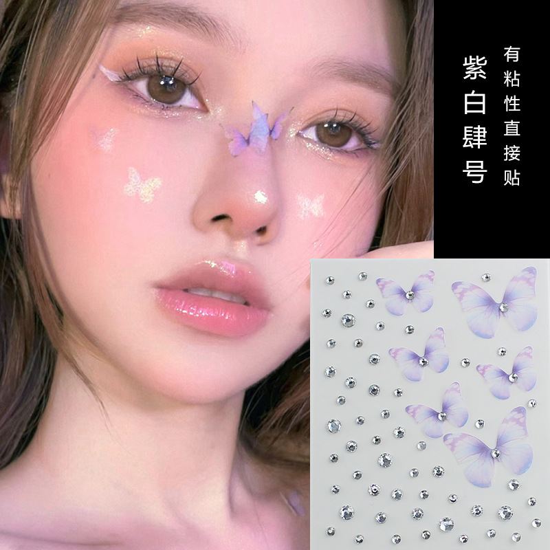 Raíz de montaña flash diamante lágrima Pegatinas de diamante pentagrama estrella ojo maquillaje gota de agua roto Diamante autoadhesivo dopamina Perla cara pegada Diamante