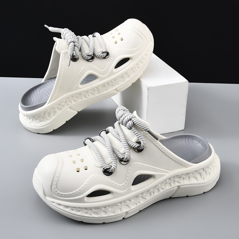 Strap Hole Shoes Men's Summer Outer Wear Thick-soled Wear-resistant Sandals High-grade EVA Breathable Non-slip Beach Baotou Slippers