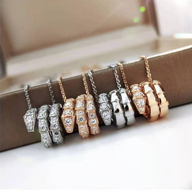 high quality Baojia Snake Bone Necklace Full Diamond Women's 18K Rose Gold Snake Fashion Trend All-match Fragrant Home Necklace