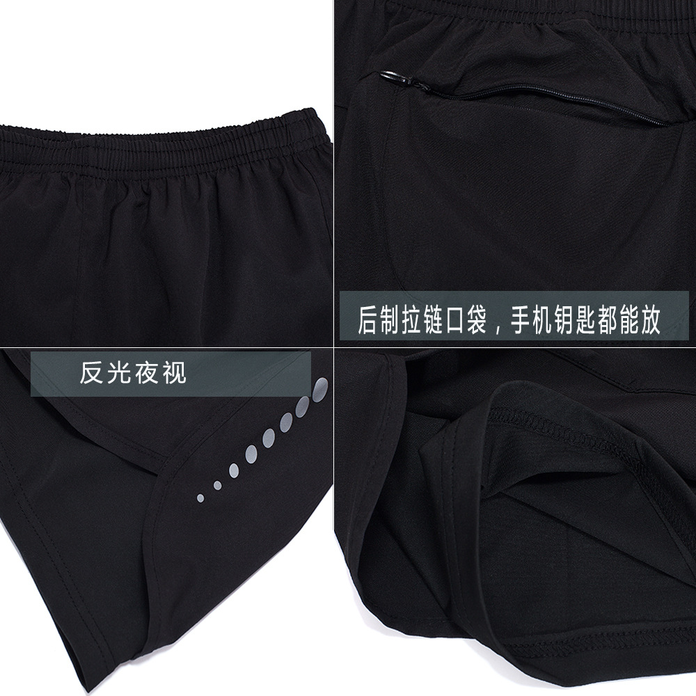 Pantalones cortos deportivos de secado rápido de verano bolsillo trasero de doble capa para hombres pantalones sueltos de talla grande para correr pantalones de entrenamiento de fitness tejidos