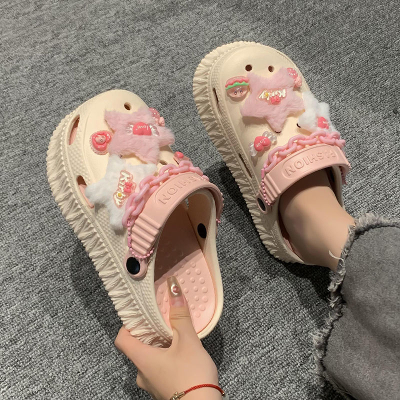 Spot super hot 2024 primavera y verano zapatos de suela gruesa EVA para adultos para mujeres zuecos transpirables aumentados para playa junto al mar