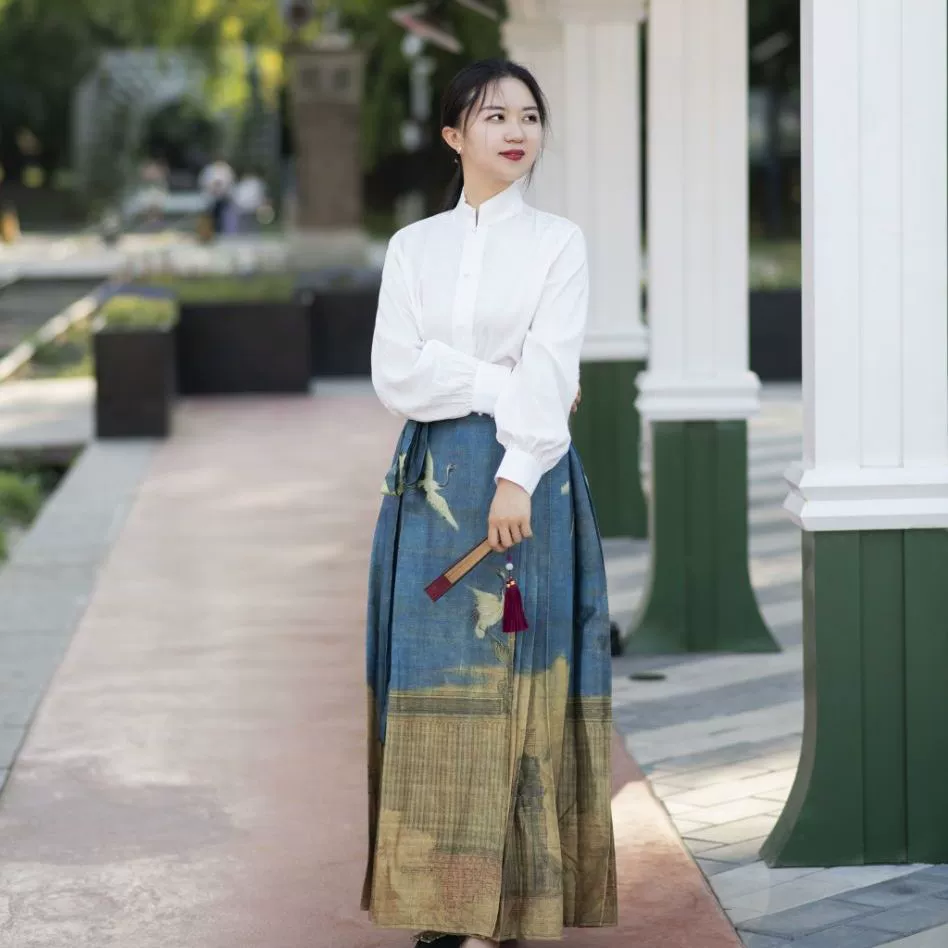 Новая юбка лица лошади пригородного пассажира напечатанная диаграмма Руйхэ Высококачественная юбка Ханьфу китайского стиля