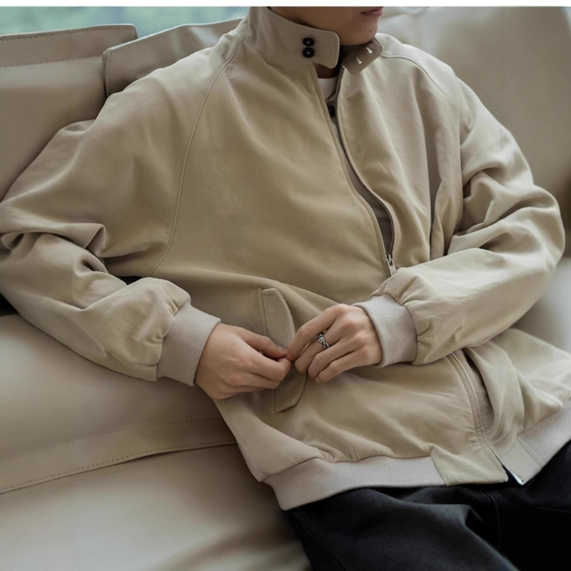 Seasonmark Autumn and Winter New Retro Real Lambskin Jacket Men's Casual Fashion Lapel Bomber Jacket