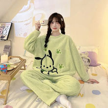 莉香兒秋冬季睡衣女法蘭絨甜美卡通可愛休閑長袖套頭家居服套裝
