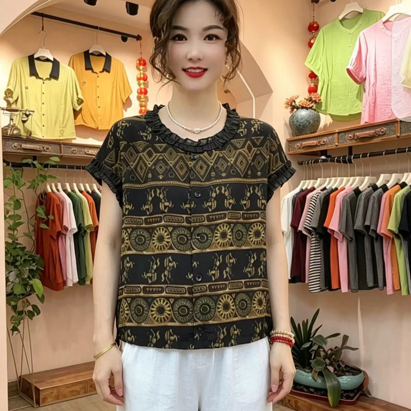 Summer New Lace Design Base Shirt, Stylish Loose Slimming Top, Breathable and Comfortable Versatile Short-Sleeve T-Shirt for Women Summer New Lace Design Base Shirt, Stylish Loose Slimming Top, Breathable and Comfortable Versatile Short-Sleeve T-Shirt for Women