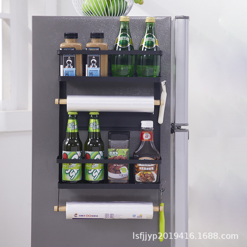 Refrigerador plegable personalizado colgante lateral de cocina multifuncional almacenamiento de especias estante de imán doméstico con gancho estante