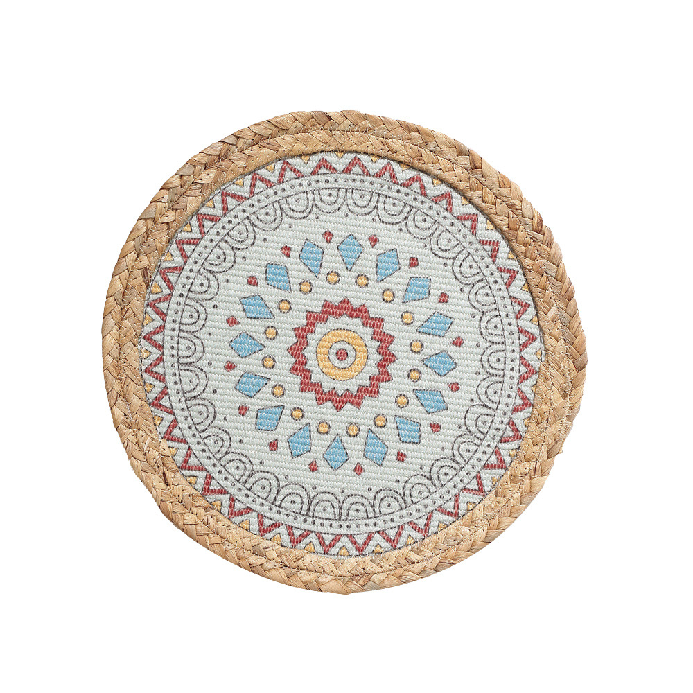 Otoño nuevo colorido impreso ronda Western placemat algodón hilo tejido agua hierba costura luz lujo al aire libre ronda placemat