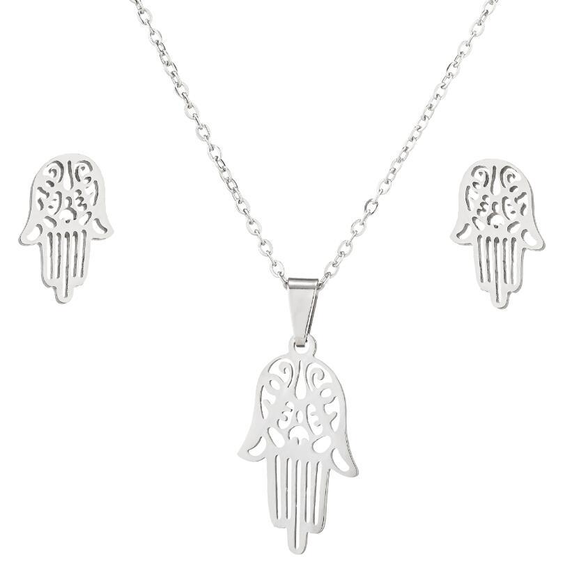 Jewelry Set Classification Daily Occasion 201 Stainless Steel Material PVD Coated 18K Gold Real Gold Plated Palm 201 Stainless Steel Simple Style Waterproof Non Tarnish Jewelry Set