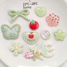 新款绿色系列配件批发diy手工配饰鞋扣水杯贴儿童头饰树脂配件