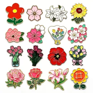 玫瑰郁金香花卉胸针跨境百搭金属少女服装胸花小清新饰品徽章配饰