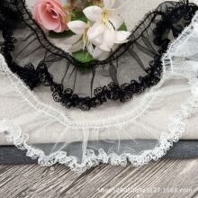 4CM宽白黑色弹力缩褶蕾丝花松紧手工DIY衣服领边袖口装饰毛边