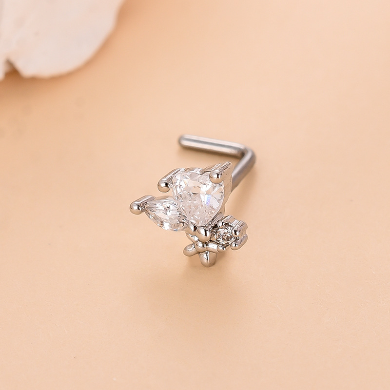 Bijou de piercing diamant personnalisé style européen et américain, tige fine en acier inoxydable avec micro-pierre en zircon._voghion.com