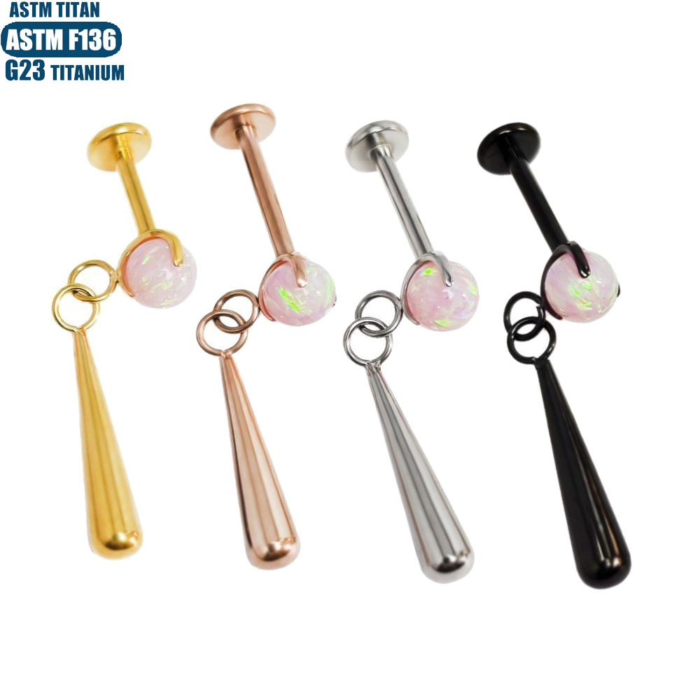 16G labret stud size and finish detail