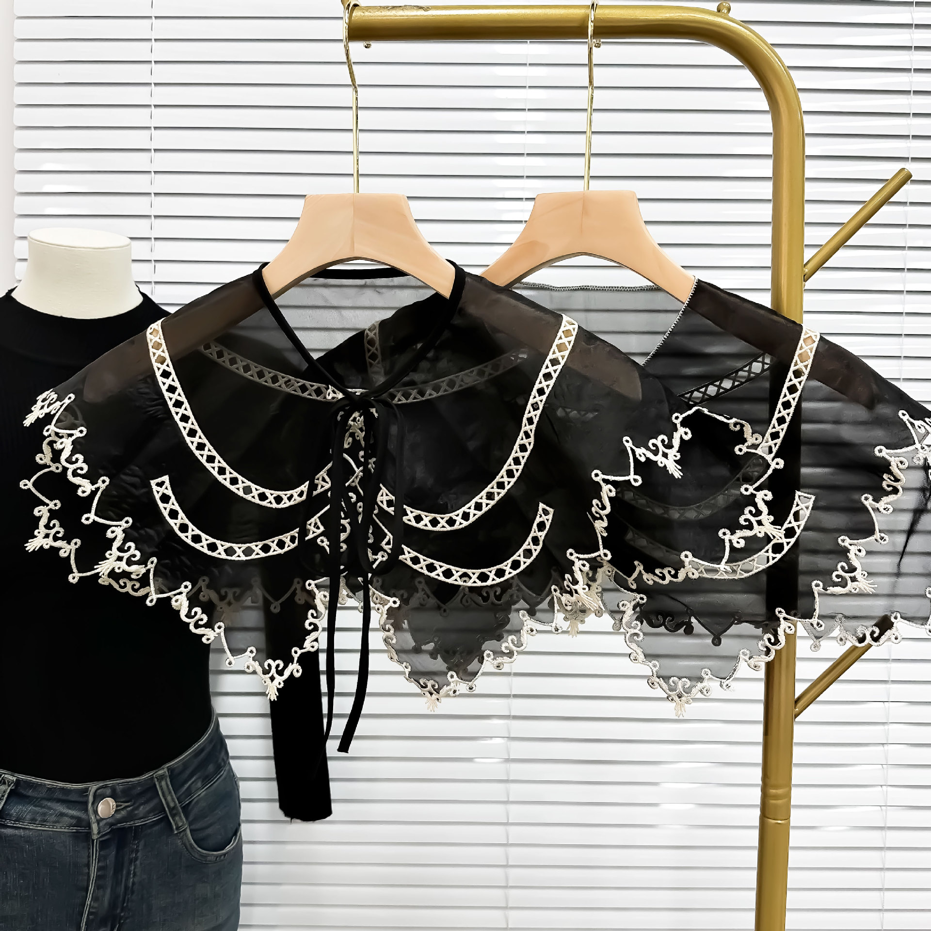 Negro y blanco, ogan de cuello falso, niños, ropa de abrigo de image 1