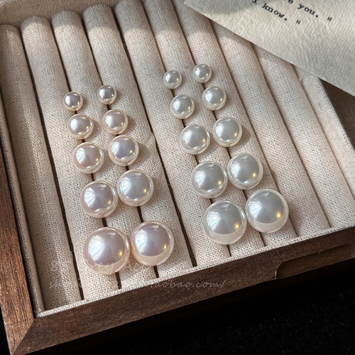 Shi Family Steamed Bun Flour Glittery Milky Pearl Earrings Exquisite Luxury S925 Silver Needle Cold Wind Pearl Earrings Wholesale