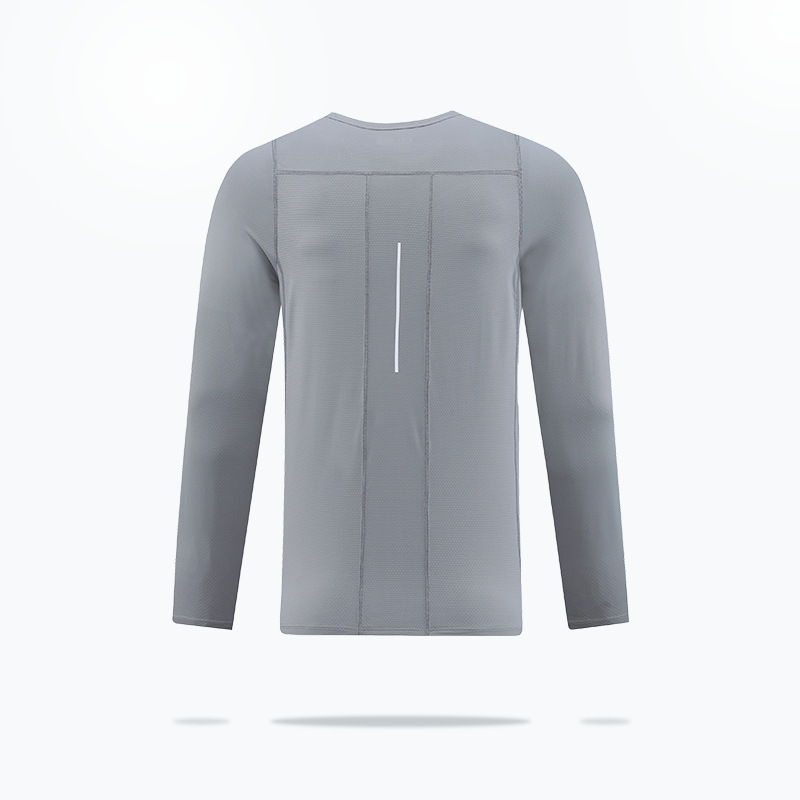 Camiseta Deportiva Elástica de Cuello Redondo, Estilo Europeo y Americano, Delgada, de Secado Rápido, de Manga Larga para Hombre, para Correr, Fitness, Baloncesto y Entrenamiento