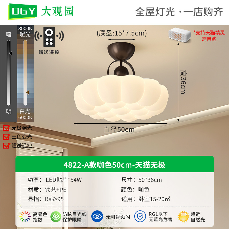 Lámpara de techo para dormitorio Grand View Garden, lámpara de dormitorio principal de estilo vintage con protección para los ojos, nueva lámpara creativa de estilo chino para sala de estudio, iluminación Zhongshan 274L.
